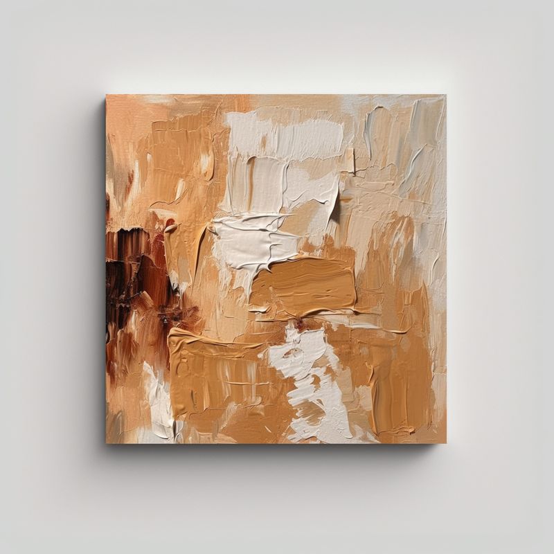GENERICO - Cuadro Abstracto Rascador Tonos Marrón Claro Y 90x90 Cm