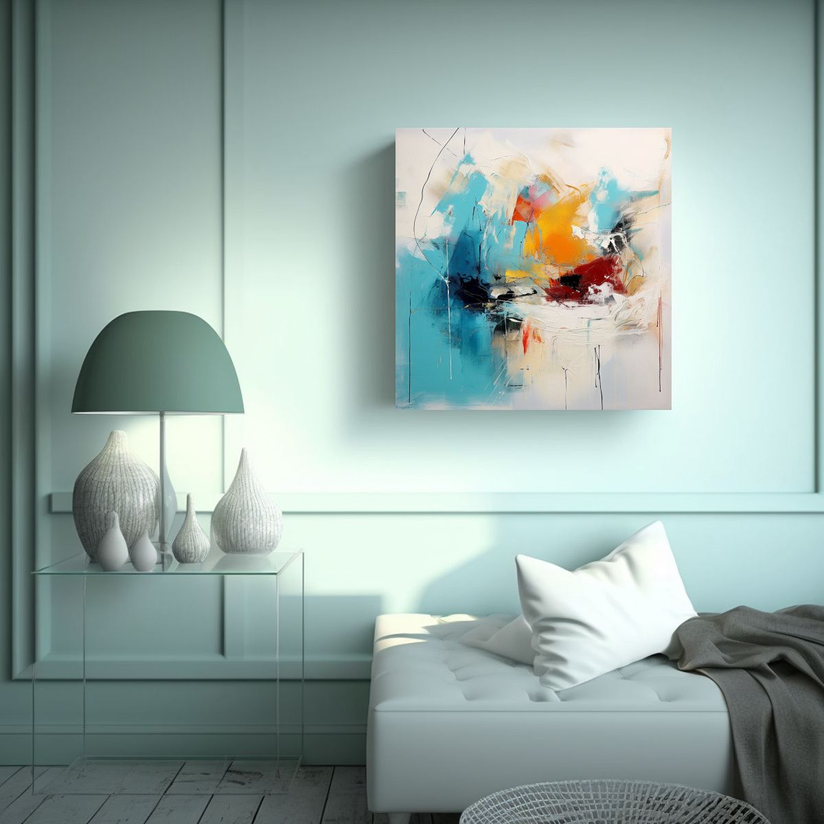 GENERICO - Pintura Abstracta Contemporánea Creativa Cuadro 70x70 Cm
