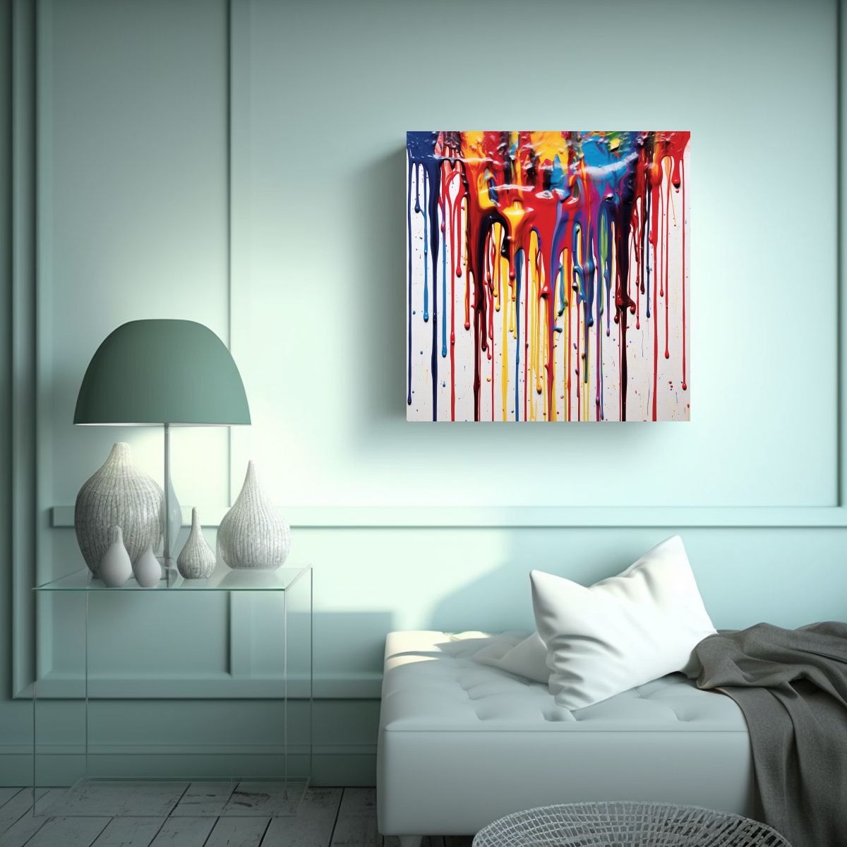 GENERICO - Pintura Decorativa Unica Salpicadura Goteo Canva 50x50 Cm