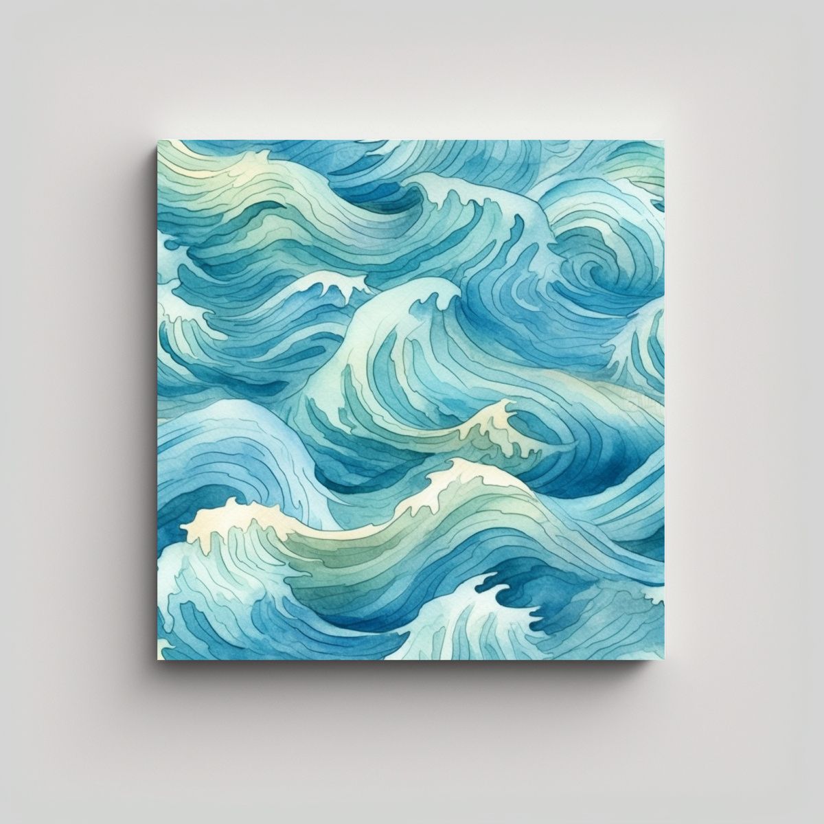GENERICO - Cuadro Decorativo De Acuarela Con Ondas Culturales 50x50 Cm