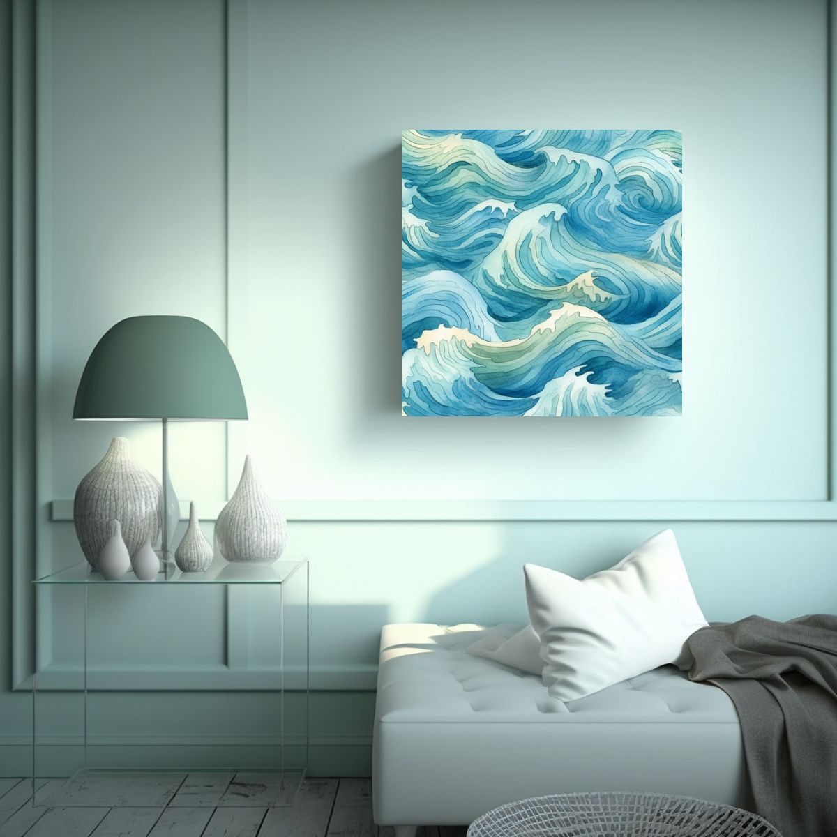 GENERICO - Cuadro Decorativo De Acuarela Con Ondas Culturales 50x50 Cm