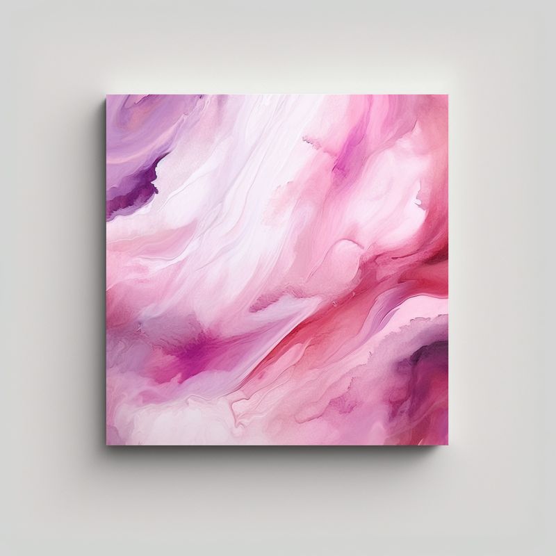 GENERICO - Cuadro Abstracto Alegría En Acuarela Rosa Y 90x90 Cm