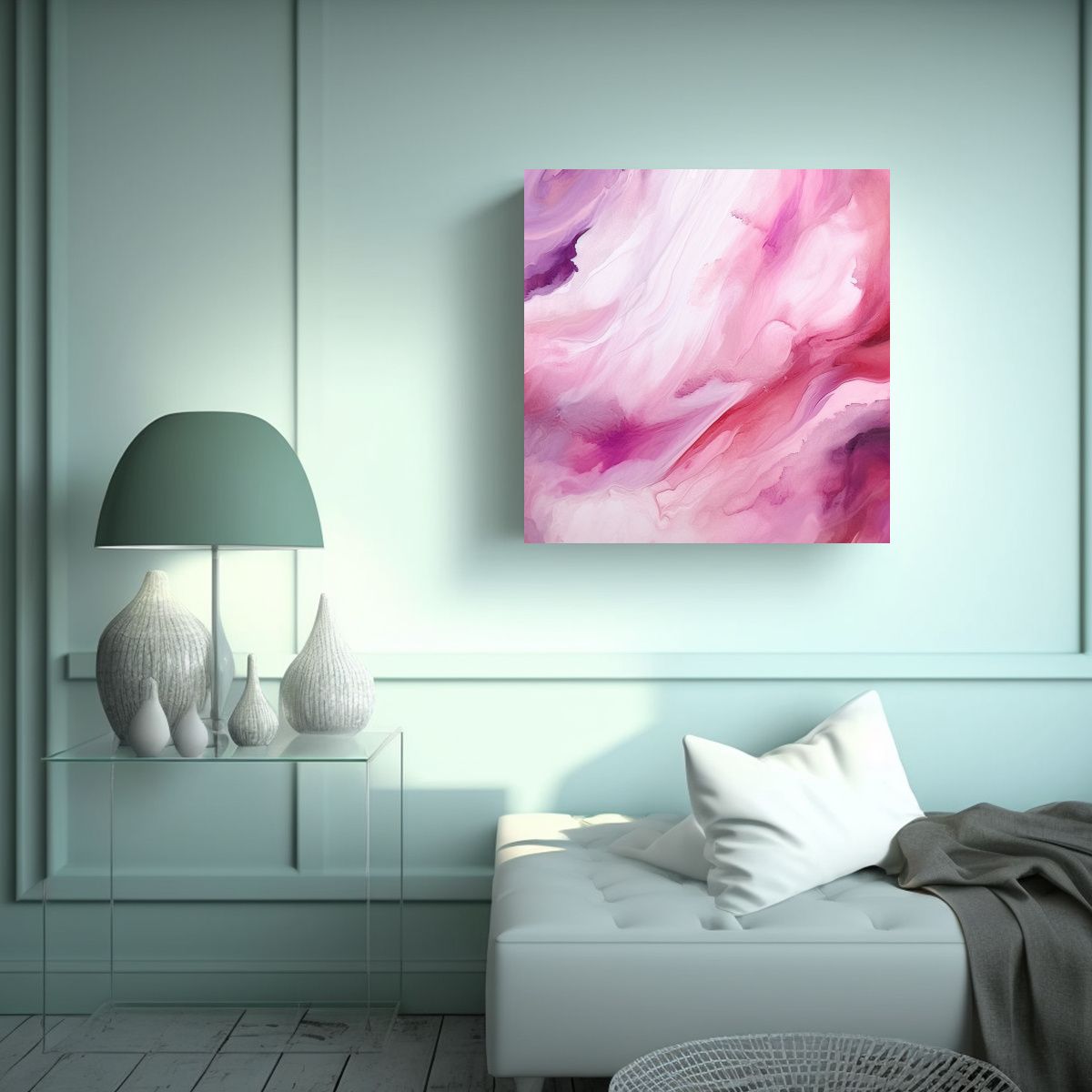 GENERICO - Cuadro Abstracto Alegría En Acuarela Rosa Y 70x70 Cm