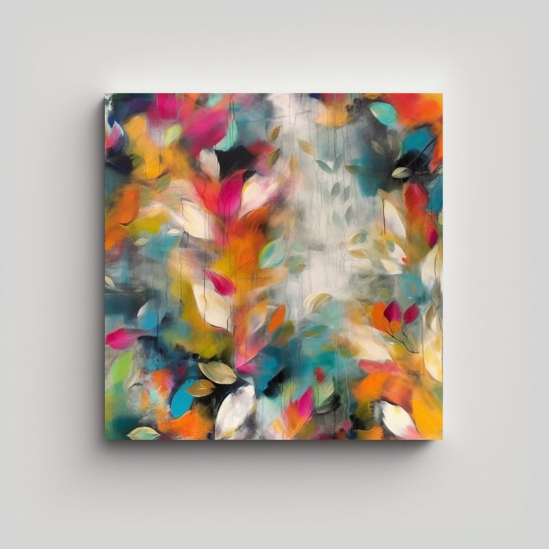 GENERICO - Tela En Bastidor Modernos Abstracto De Flores Y 90x90 Cm
