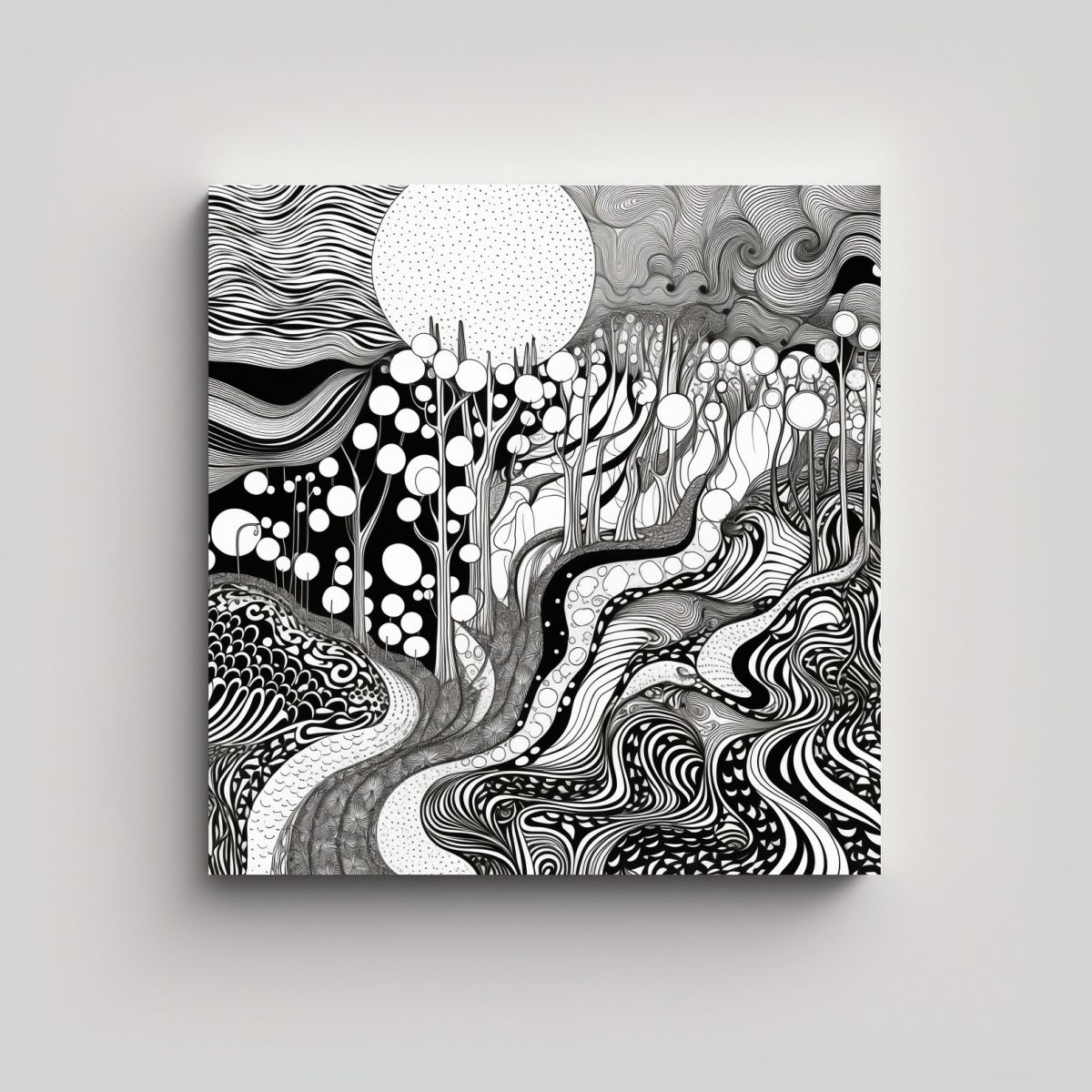 GENERICO - Lienzo Moderno Elegancia En Blanco Y Negro 80x80 Cm