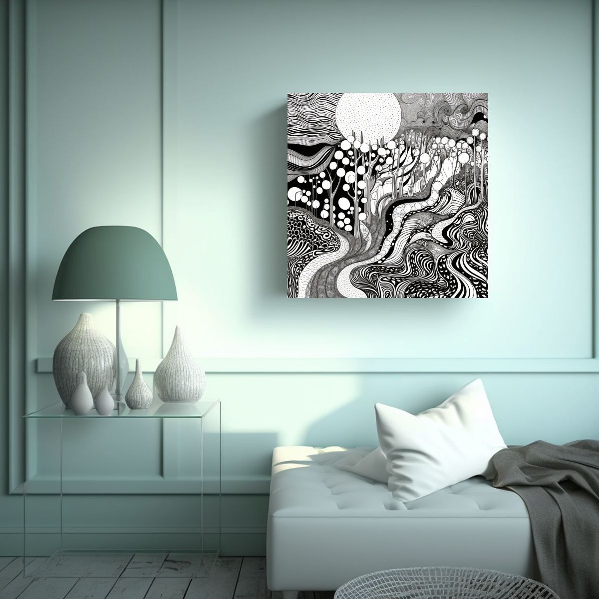 GENERICO - Lienzo Moderno Elegancia En Blanco Y Negro 70x70 Cm