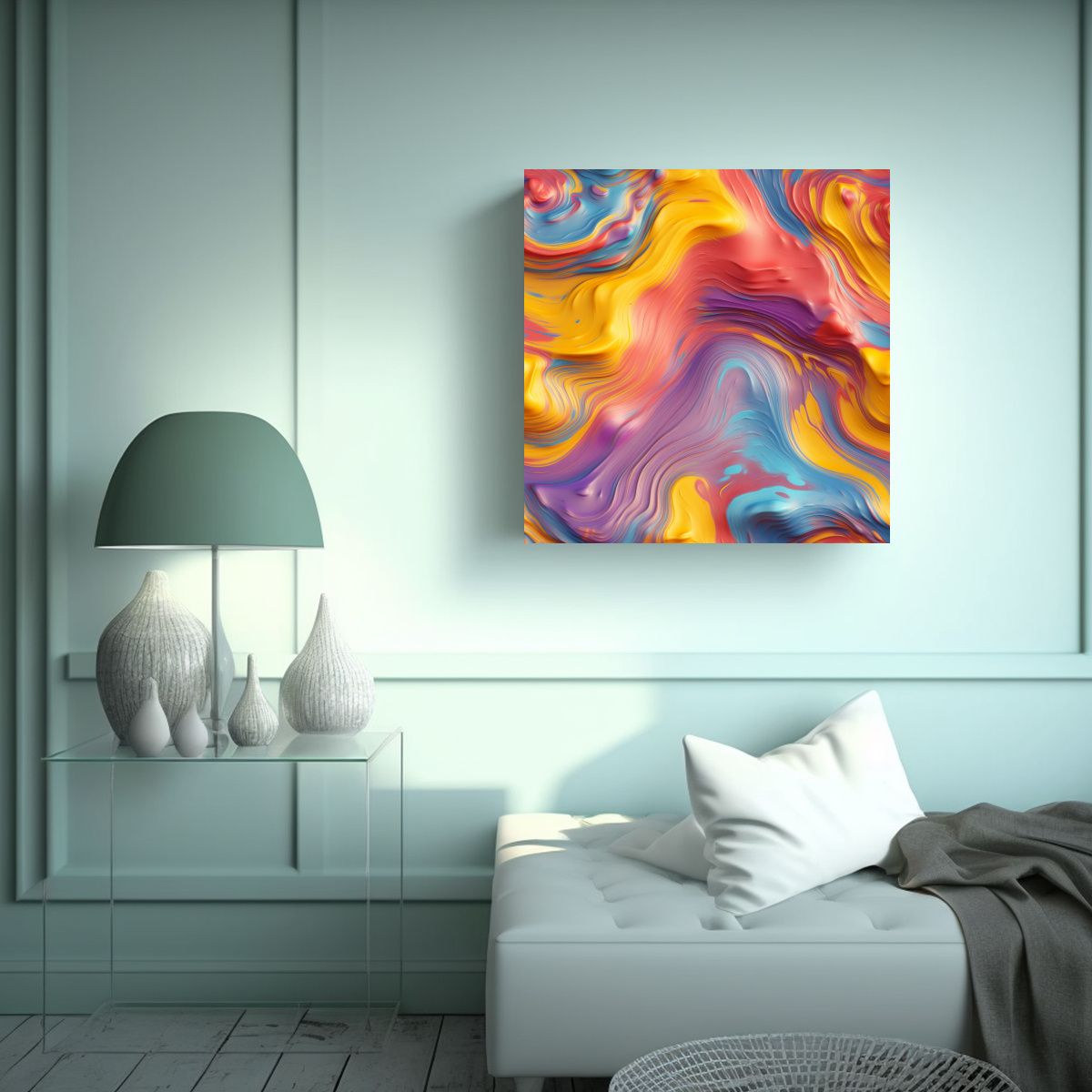 GENERICO - Cuadro De Pared Cuadrado Con Textura De Aceite 70x70 Cm