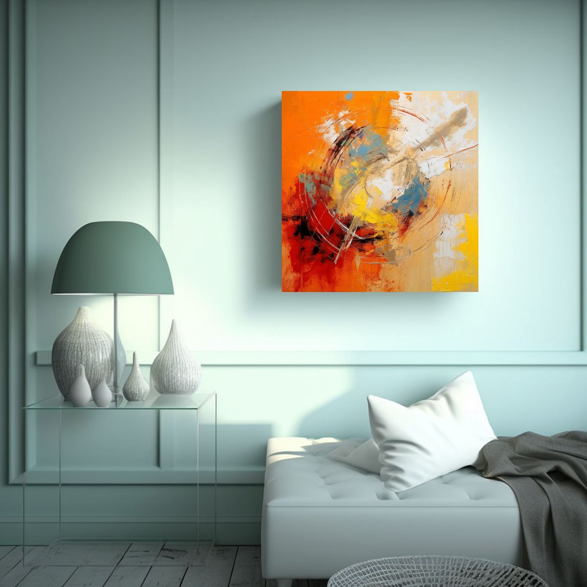 GENERICO - Cuadro Abstracto Decorativo Con Colores Soleados 90x90 Cm