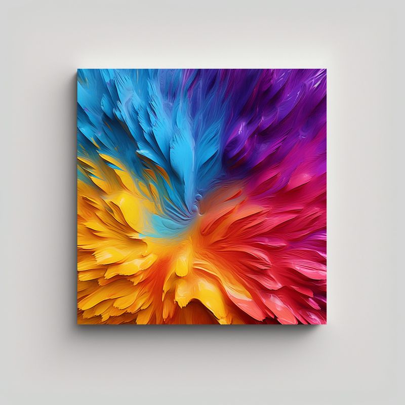 GENERICO - Tela Abstracta En Bastidor Cuadrado Resistente 80x80 Cm