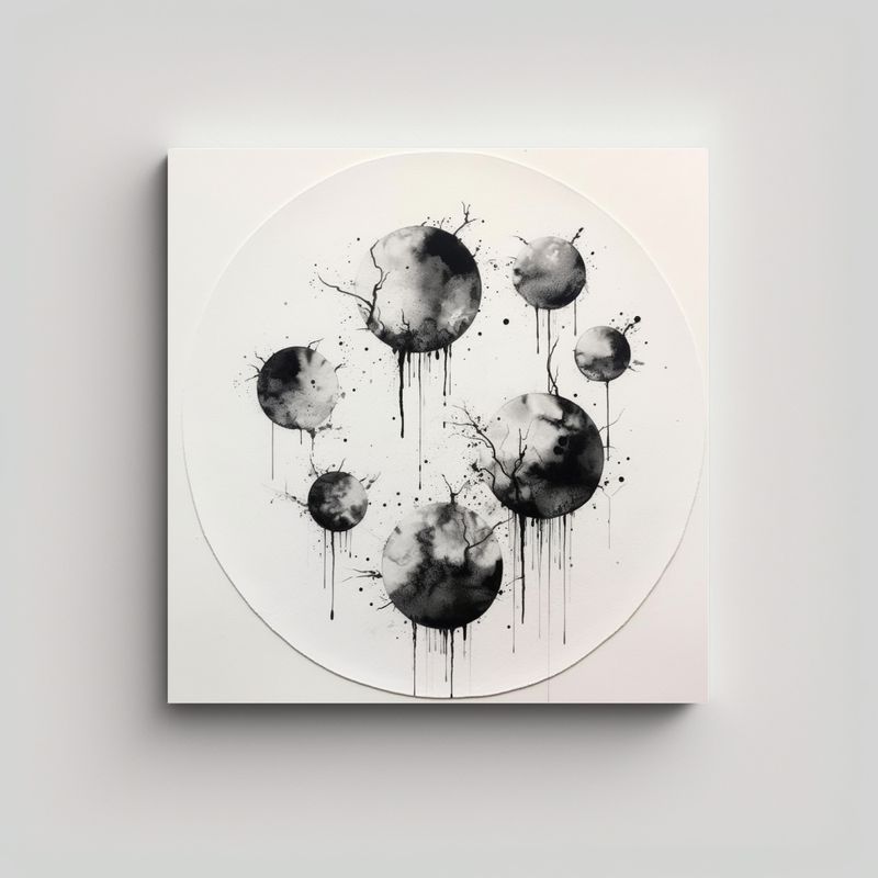 GENERICO - Cuadro Vintage De Sala, Diez Lunas Sobre Blanco 50x50 Cm