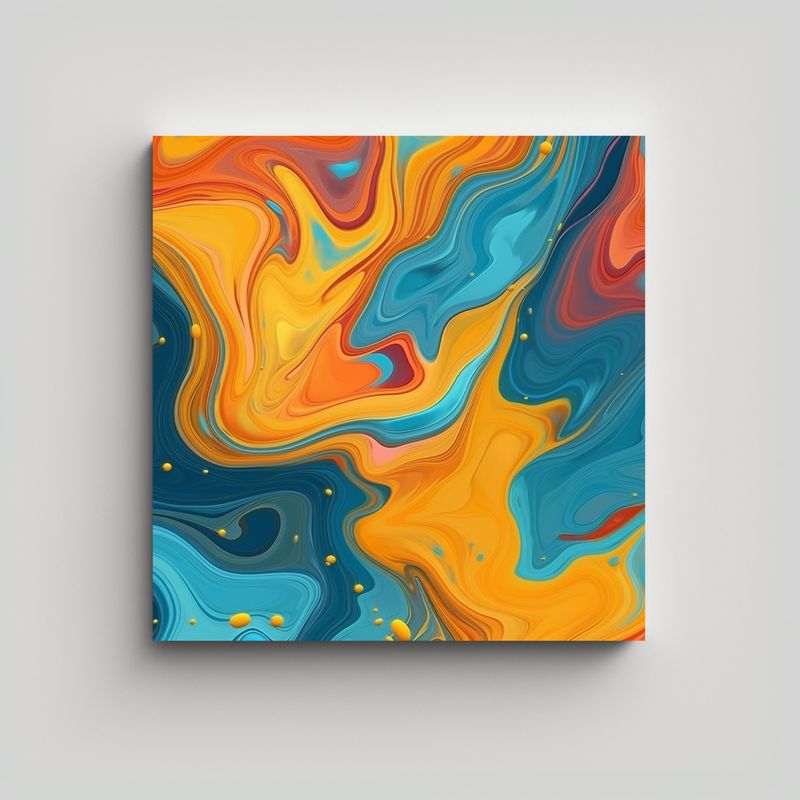 GENERICO - Pintura Decorativa Abstracta Multicolor Fluida 70x70 Cm