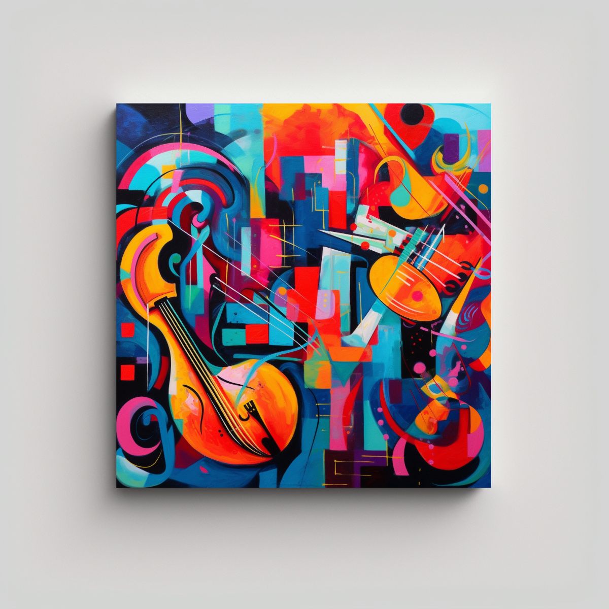 GENERICO - Pintura Abstracta Futurista De Jazz: Composición 70x70 Cm