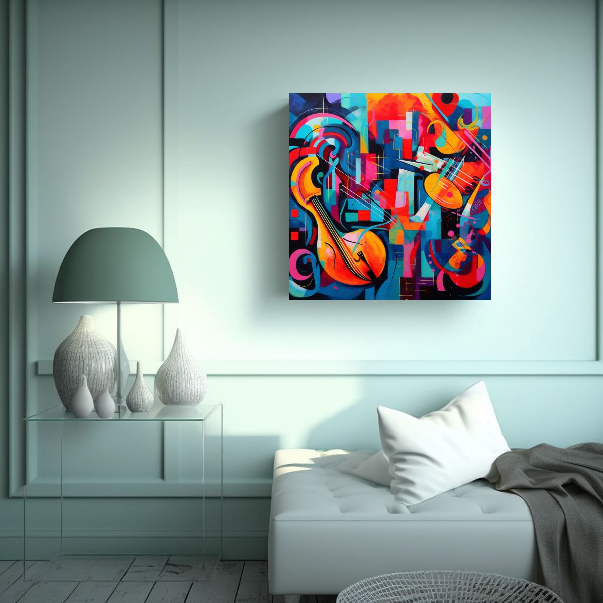 GENERICO - Pintura Abstracta Futurista De Jazz: Composición 70x70 Cm