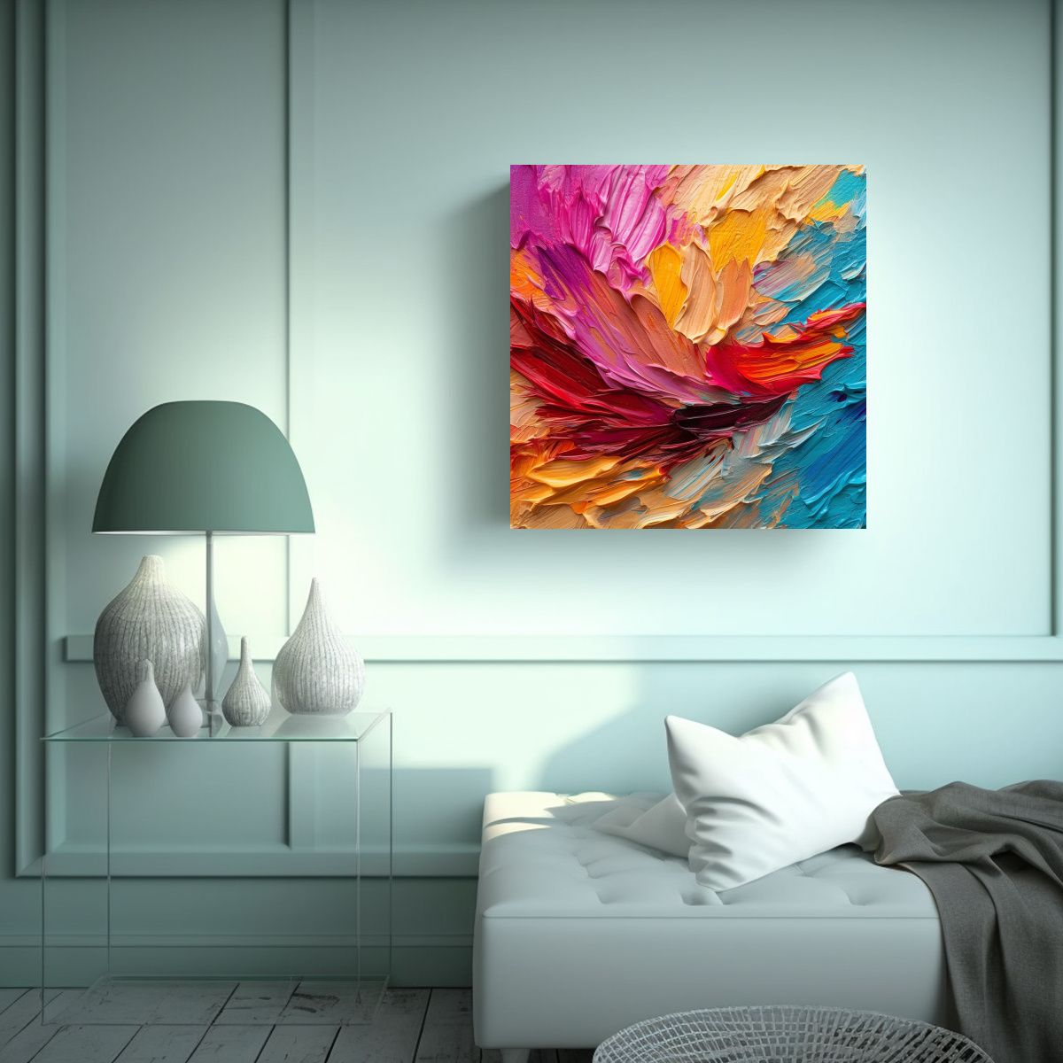 GENERICO - Pintura Al óleo Moderna Con Espátula Y Textura 90x90 Cm