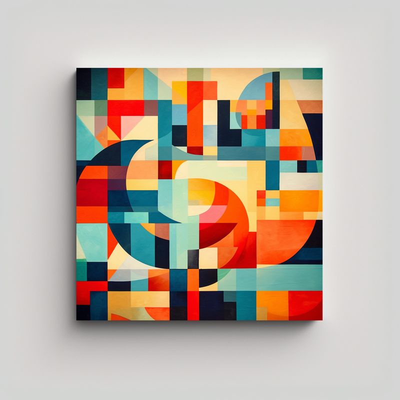 GENERICO - Cuadro Abstracto Moderno Con Patrón Geométrico 60x60 Cm