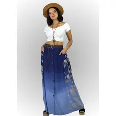 ENIGMATICA BOUTIQUE - Falda de Viscosa con Cinturón Abotonada - Verde
