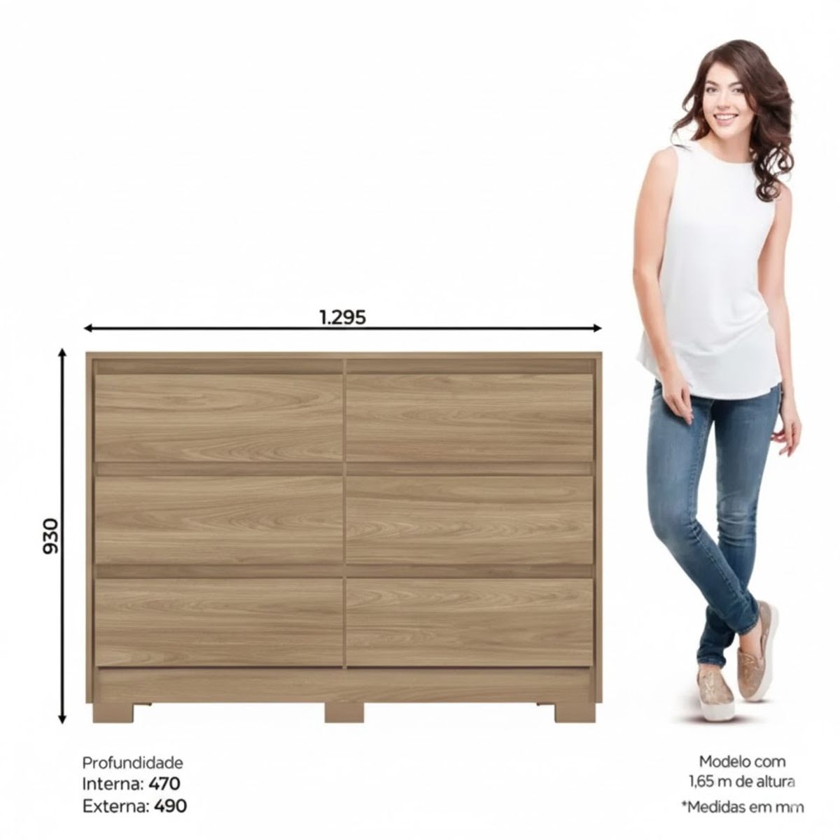 GENERICO - Comoda 6 cajones ravena jequitiba Henn