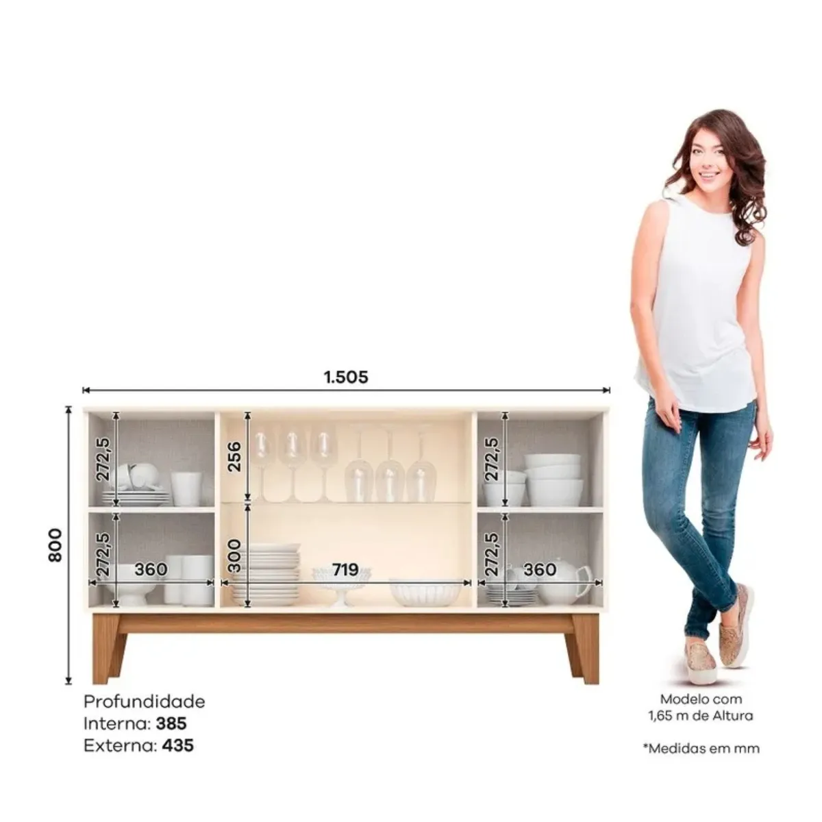 GENERICO - Mueble buffet eiffel 4 puertas nature white Henn