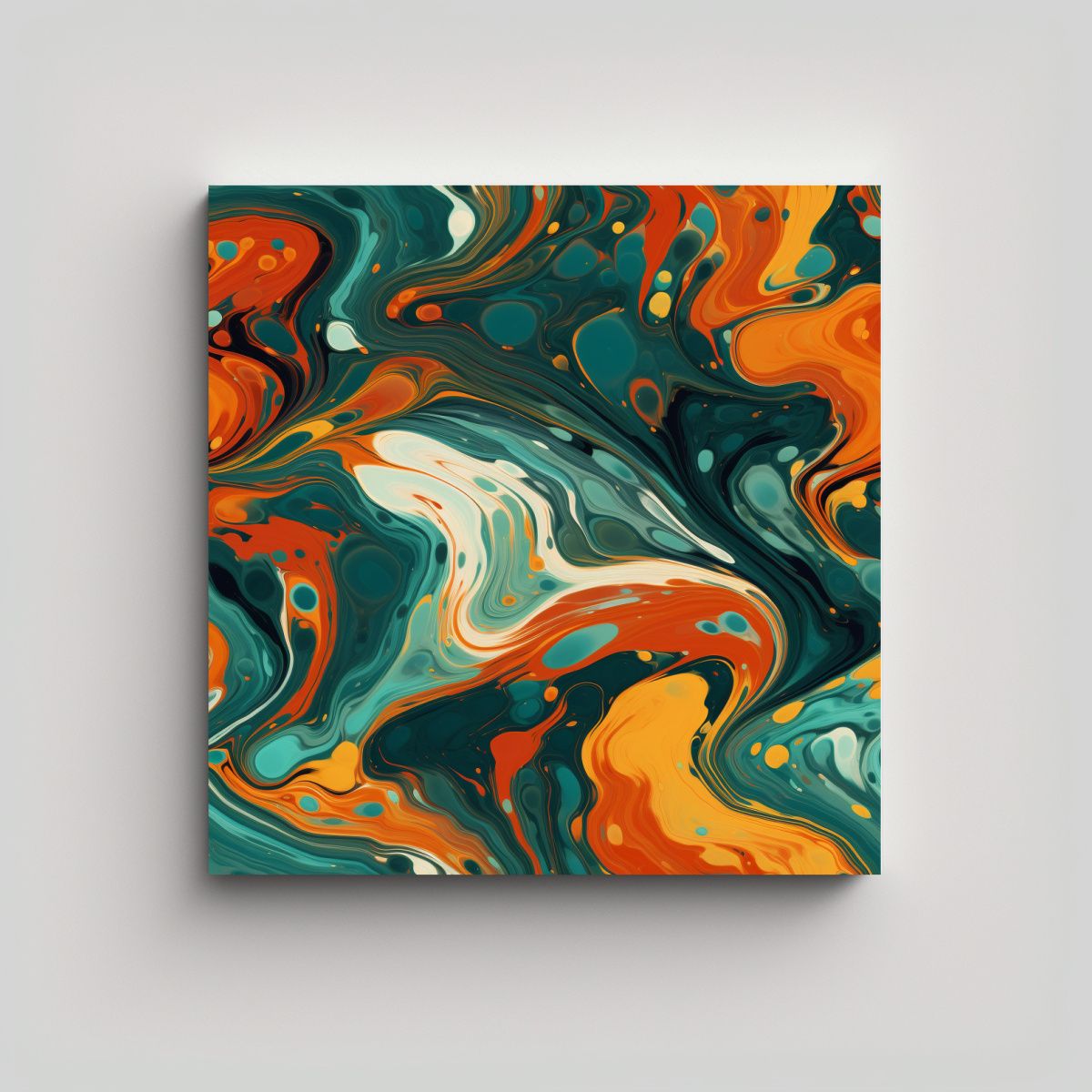 GENERICO - Pintura Abstracta Colorida Con Rojo, Naranja Y 70x70 Cm