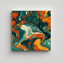GENERICO - Pintura Abstracta Colorida Con Rojo, Naranja Y 50x50 Cm
