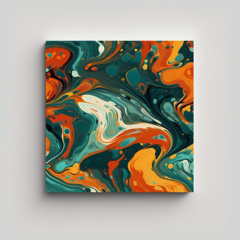GENERICO - Pintura Abstracta Colorida Con Rojo, Naranja Y 60x60 Cm