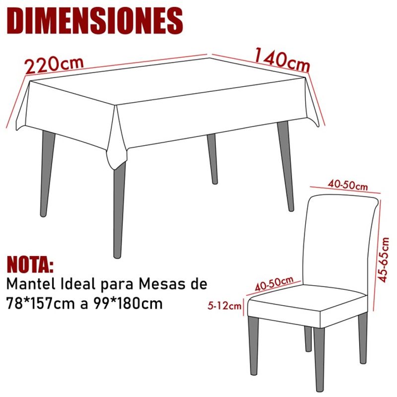 GENERICO - MANTEL ANTIMANCHA CON 6 FUNDA SILLA DISEÑO VERDE MANDADA TF