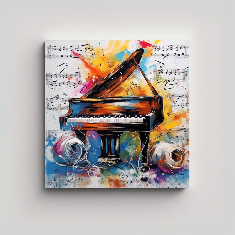 GENERICO - Lienzo Moderno Alegre Pintura Música Decorativa. 60x60 Cm