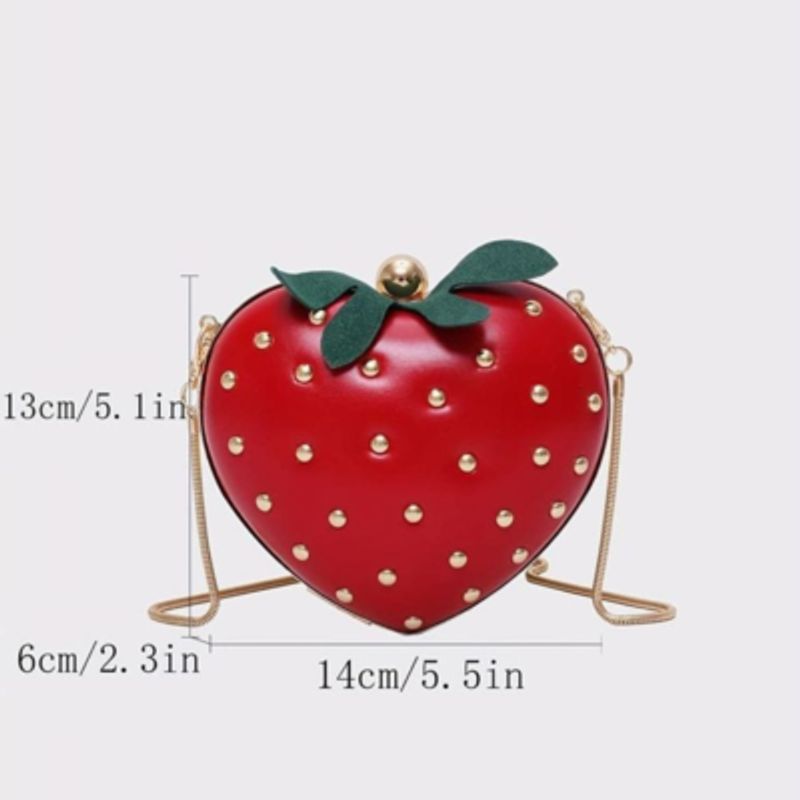 GENERICO - Cartera en forma de corazón diseño frutilla casual y versátil
