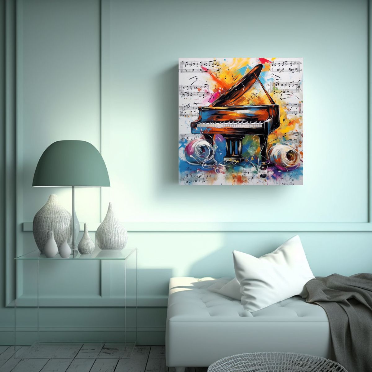 GENERICO - Lienzo Moderno Alegre Pintura Música Decorativa. 70x70 Cm