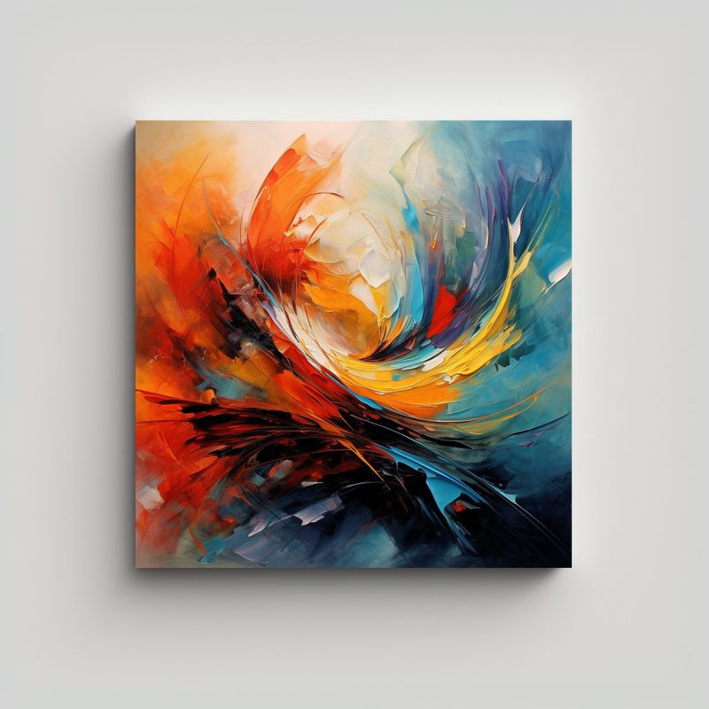GENERICO - Pintura Abstracta En Bastidor, Tela En Equilibrio 80x80 Cm