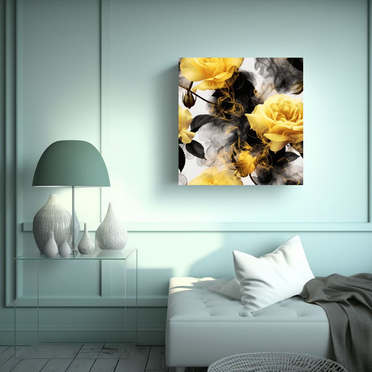 GENERICO - Cuadro Lienzo Inspirador Alegre Rosas Amarillas Y 90x90 Cm