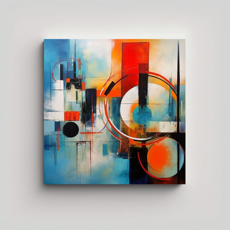 GENERICO - Pintura Abstracta En Bastidor Cuadrado, 50x50 Cm
