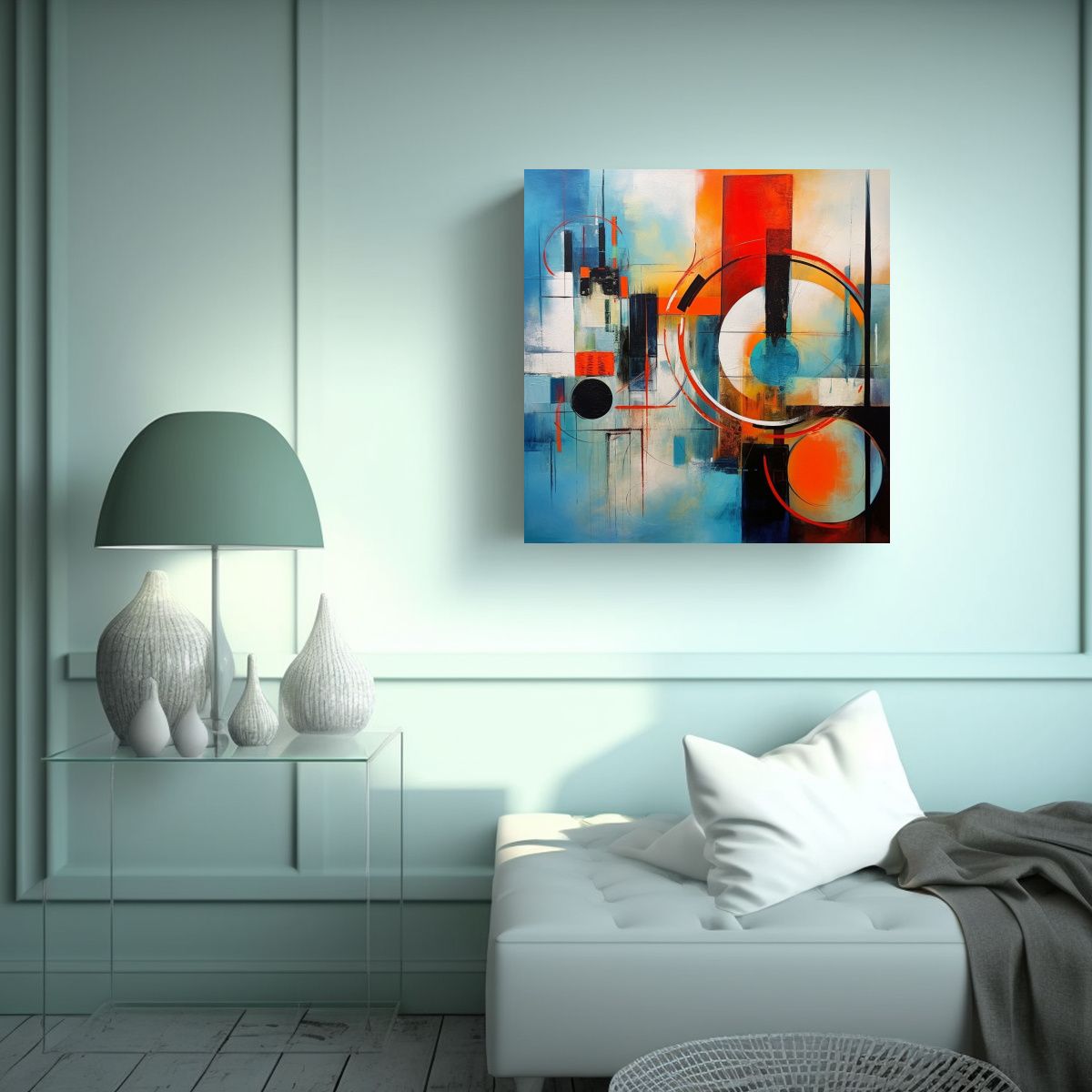 GENERICO - Pintura Abstracta En Bastidor Cuadrado, 50x50 Cm