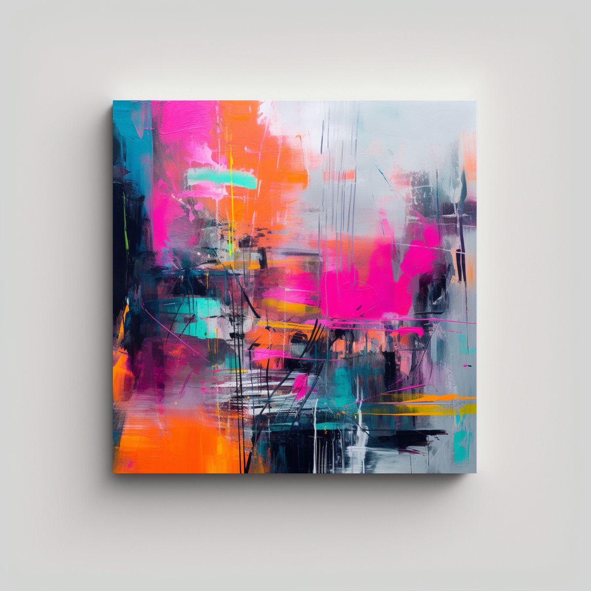 GENERICO - Cuadro Composición Intenso Pintura Abstracta De 60x60 Cm.