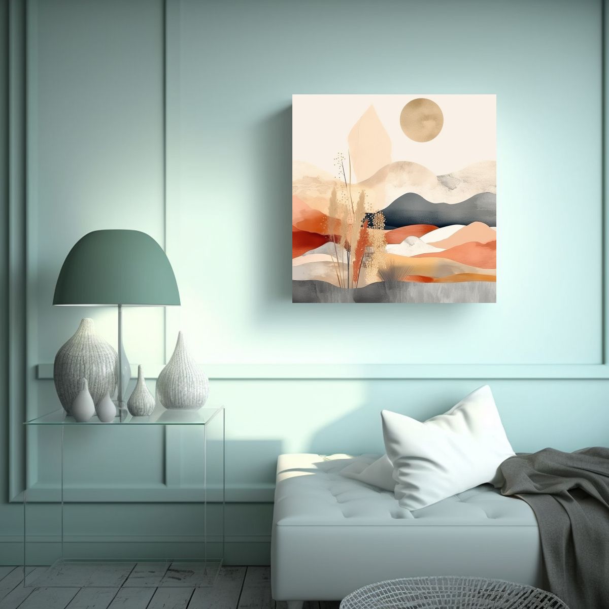 GENERICO - Decoración Abstracta De Paisaje Boho En Tonos 60x60 Cm