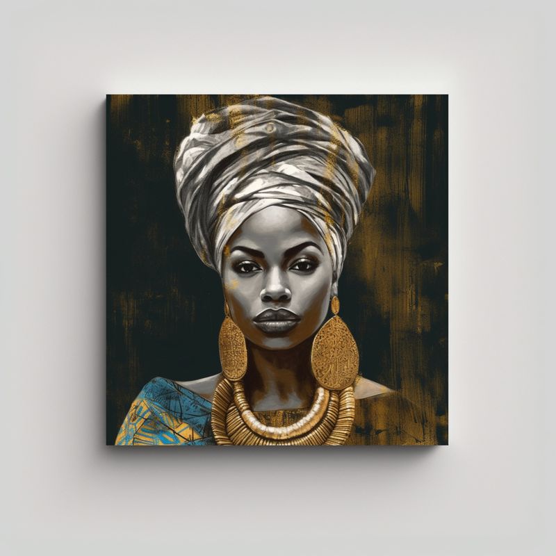GENERICO - Pintura Decorativa Africana Con Mujer Llevando 70x70 Cm