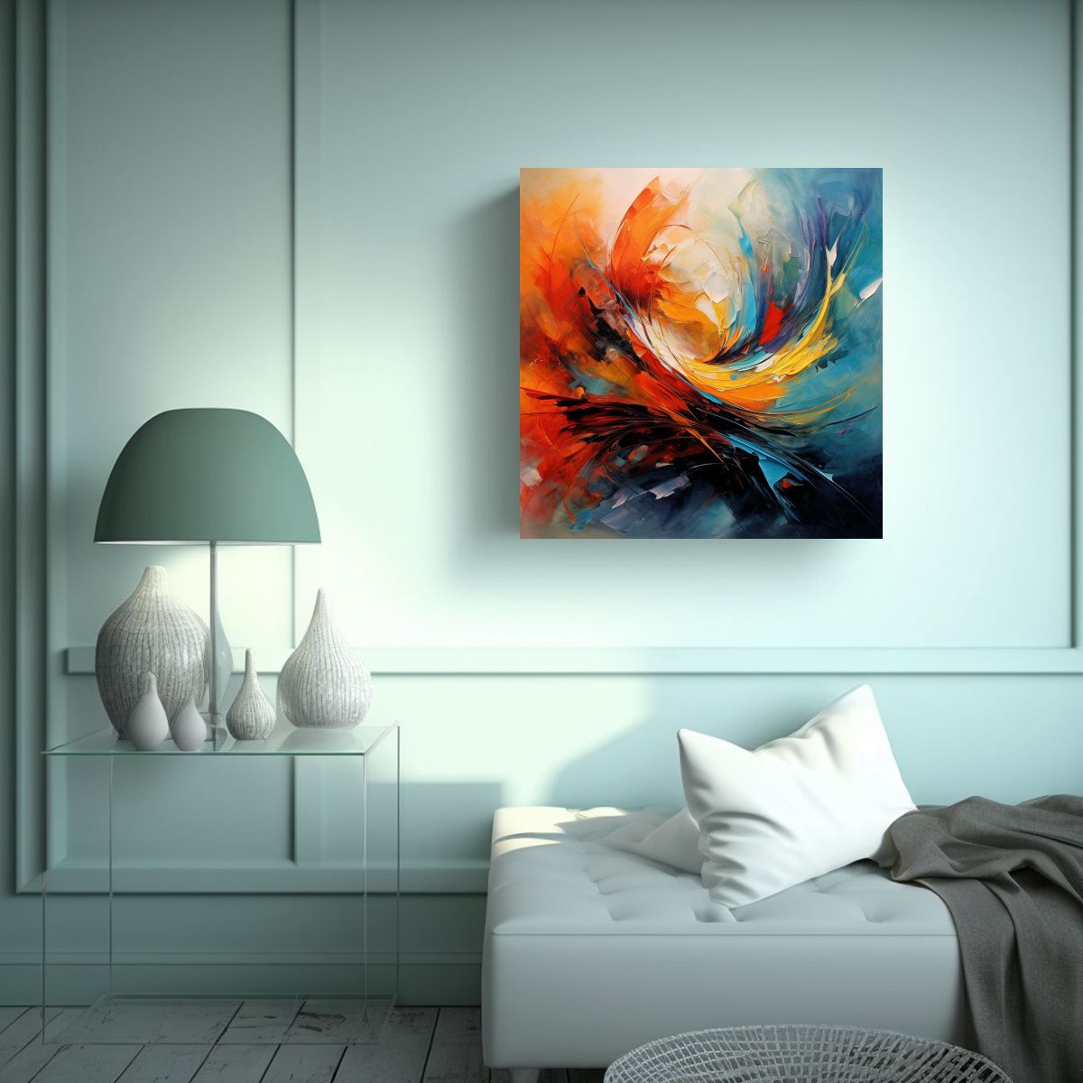 GENERICO - Pintura Abstracta En Bastidor, Tela En Equilibrio 70x70 Cm