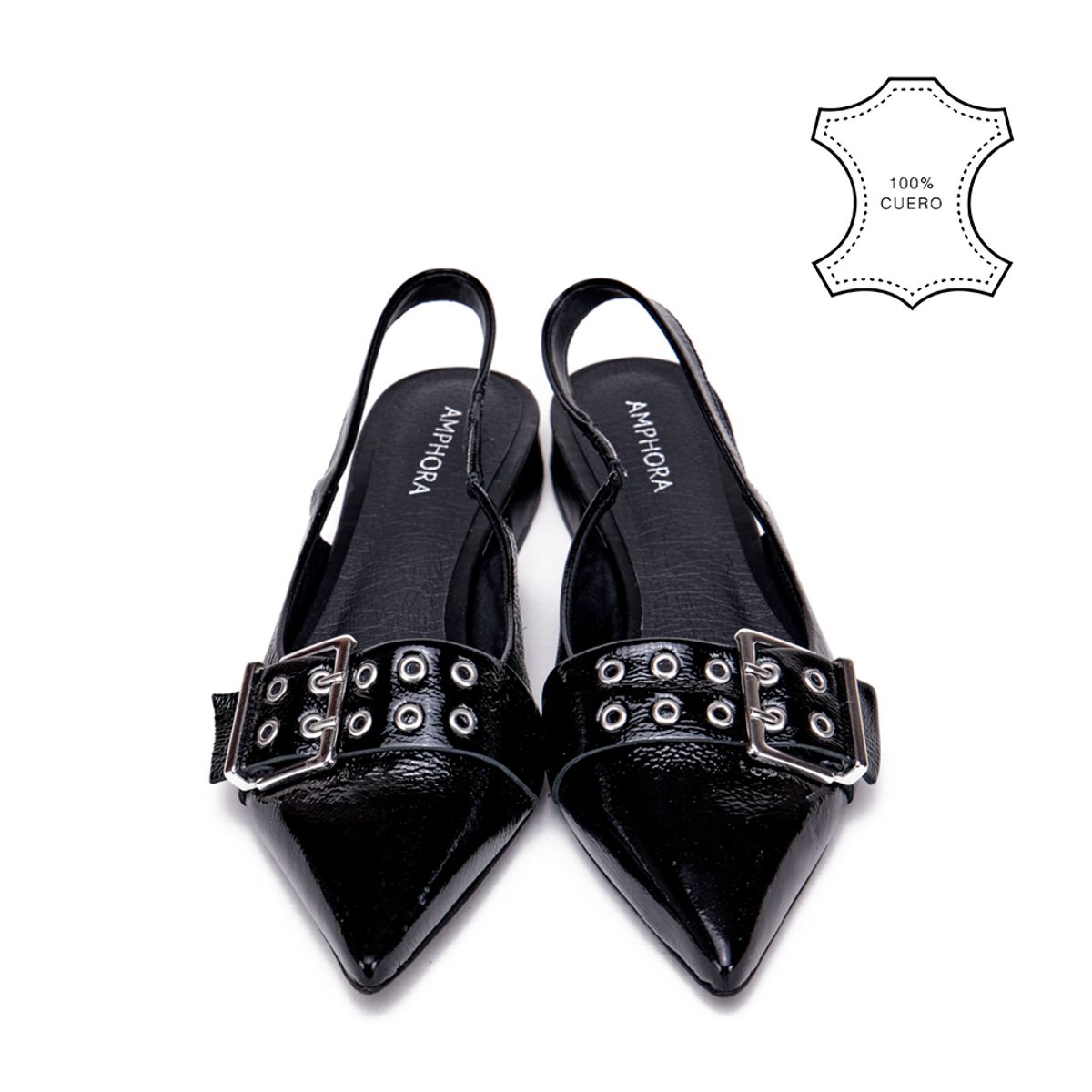AMPHORA - Zapato Taco nelia cuero negro