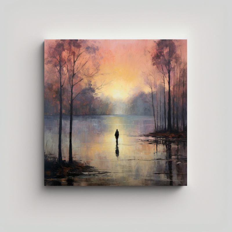 GENERICO - Lienzo De Tela Original Con Figura Junto A Un 60x60 Cm