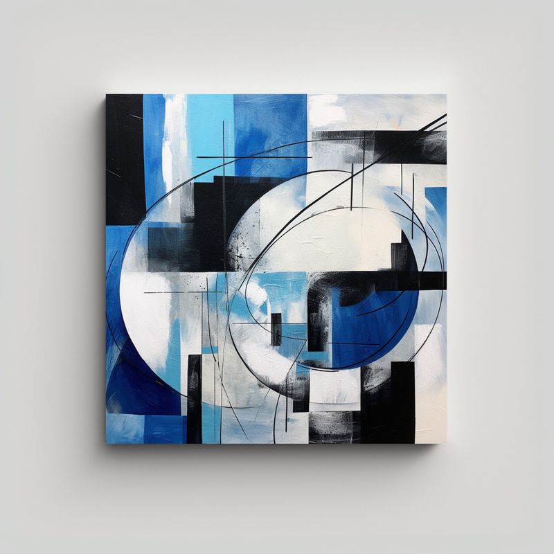 GENERICO - Cuadro Colorido Galería Composición 8 Con Azul, 70x70 Cm