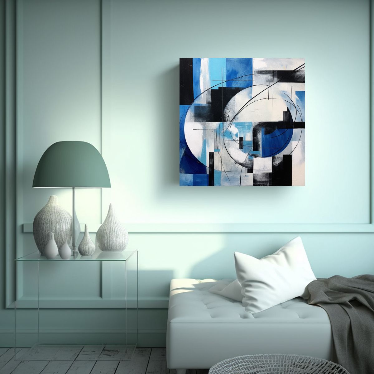 GENERICO - Cuadro Colorido Galería Composición 8 Con Azul, 50x50 Cm