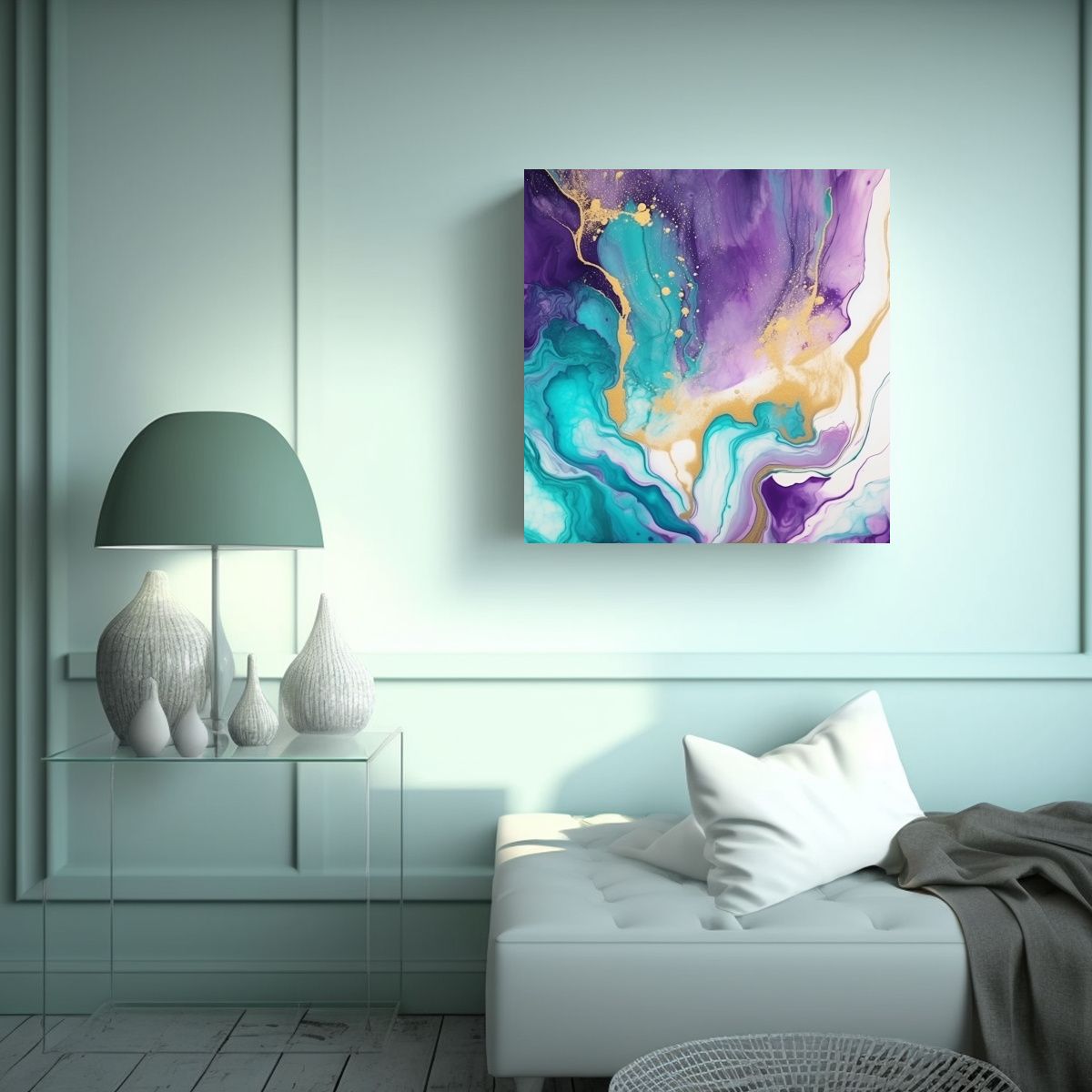 GENERICO - Cuadro Decorativo Lienzo Turquesa Púrpura 70x70 Cm