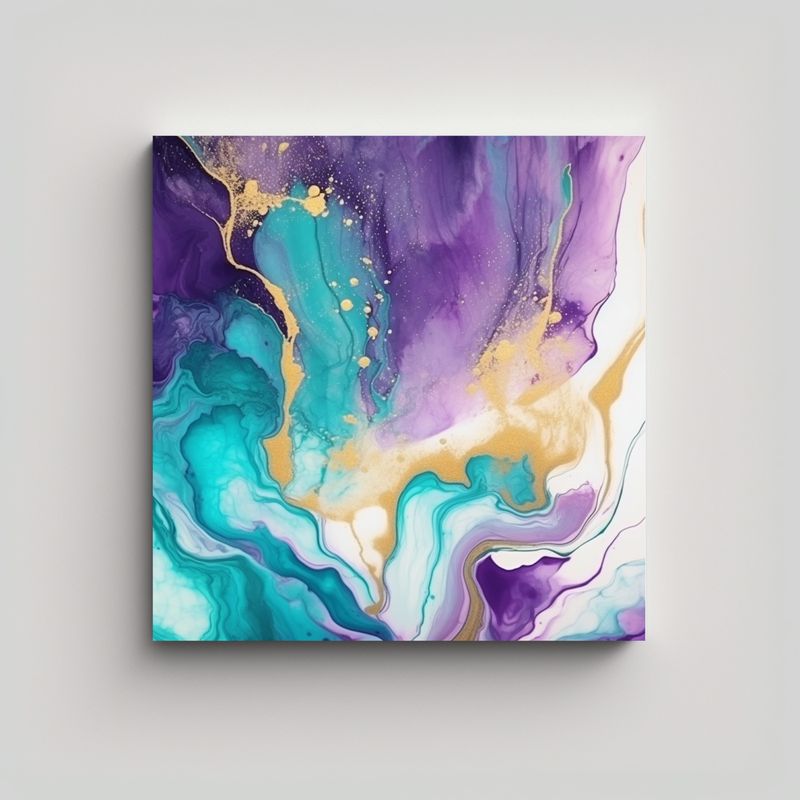 GENERICO - Cuadro Decorativo Lienzo Turquesa Púrpura 50x50 Cm