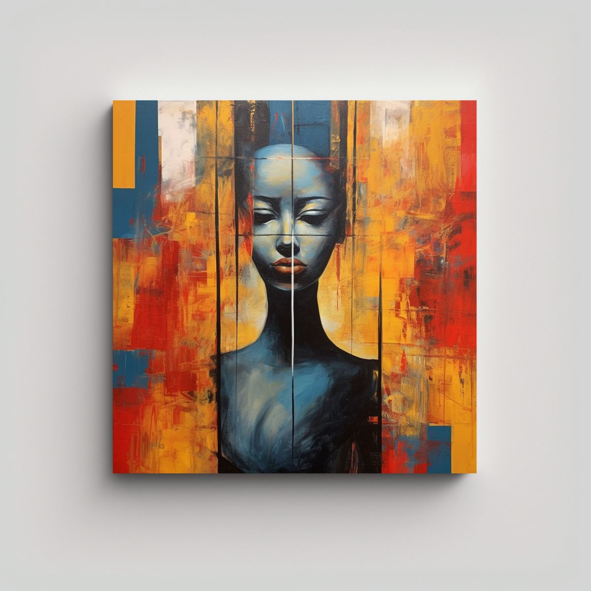 GENERICO - Pintura Abstracta De Ambiente En óleo Cuadro 90x90 Cm