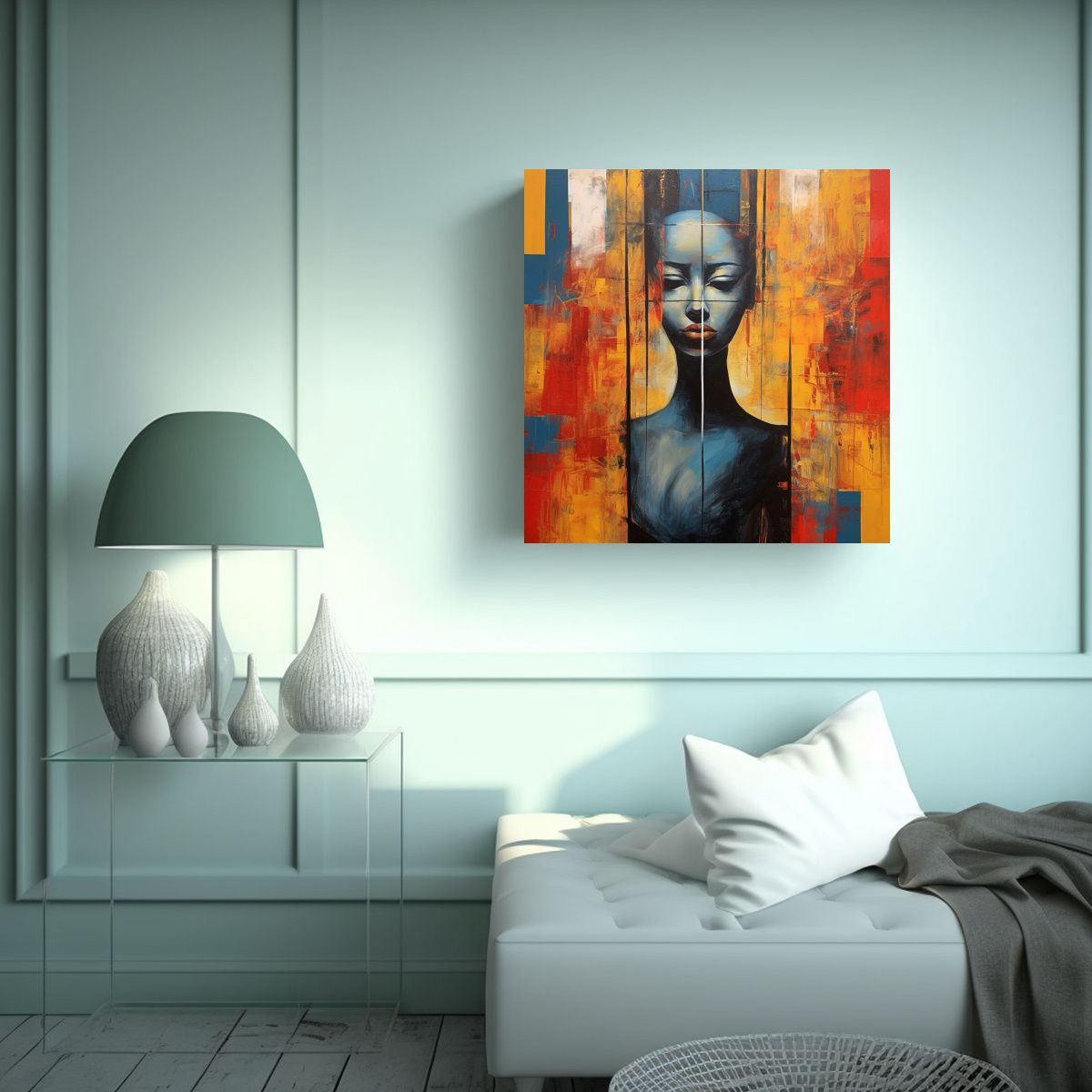 GENERICO - Pintura Abstracta De Ambiente En óleo Cuadro 90x90 Cm