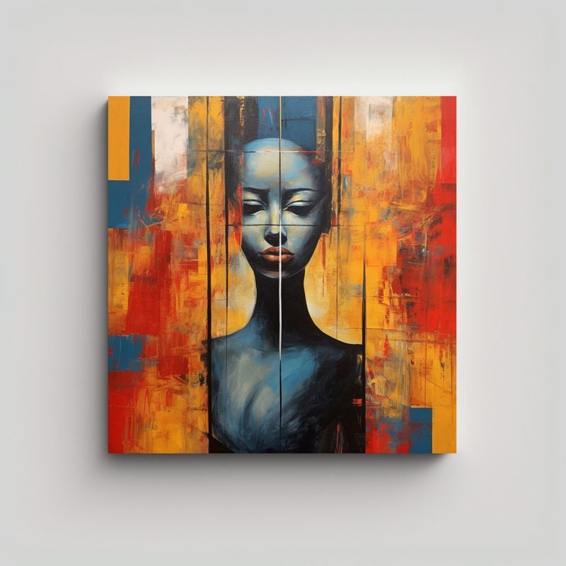 GENERICO - Pintura Abstracta De Ambiente En óleo Cuadro 60x60 Cm