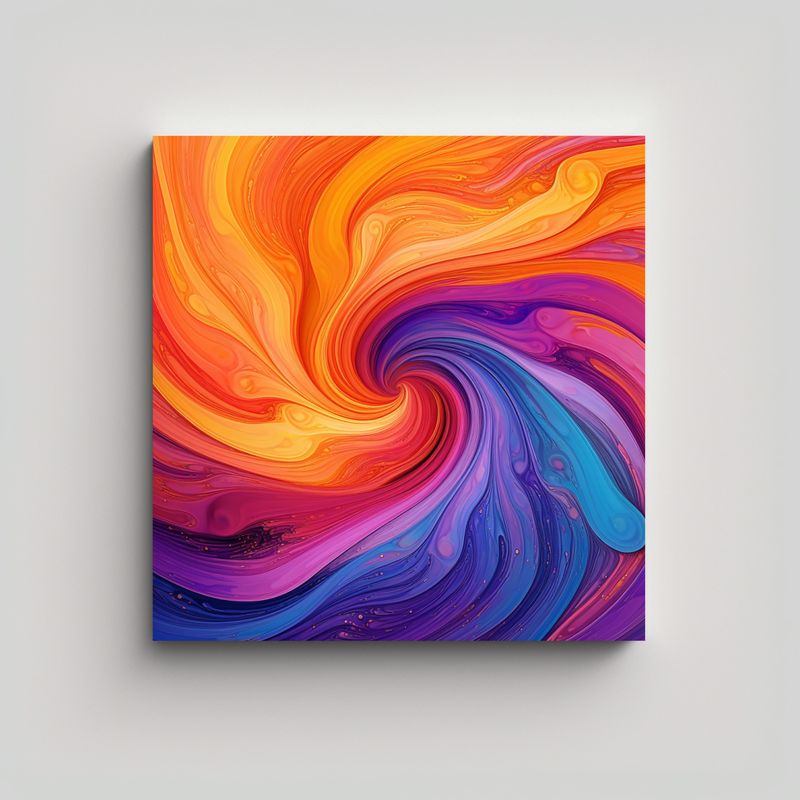 GENERICO - Pintura Abstracta Giratoria Colorida Con Naranja 90x90 Cm