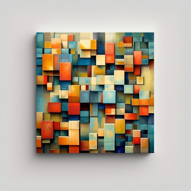 GENERICO - Tela En Bastidor Patrón Intenso Baño 80x80 Cm