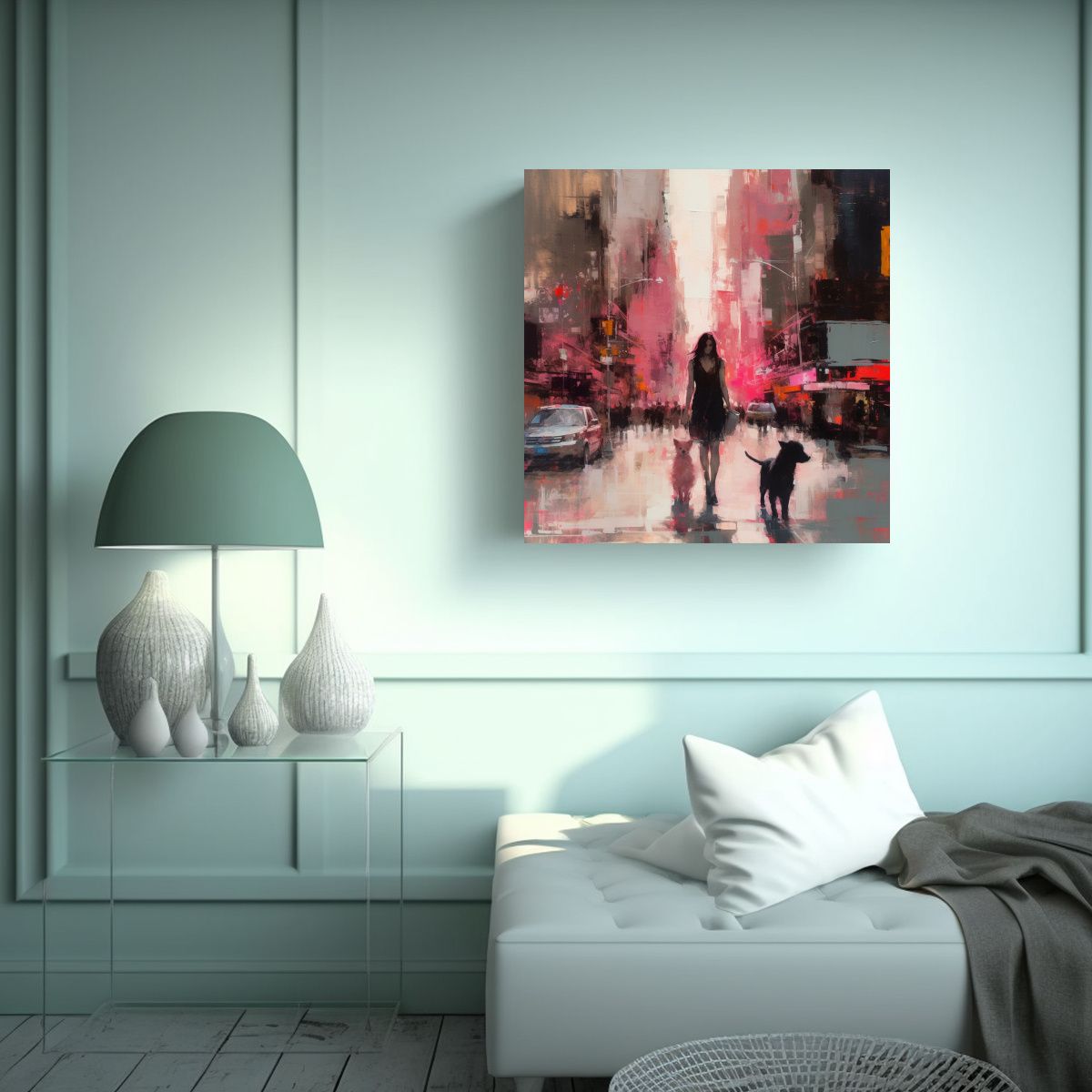 GENERICO - Pintura Lienzo Ciudad Nueva York Estilo Jeremy 70x70 Cm