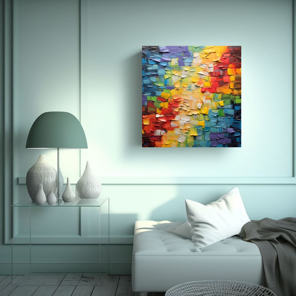 GENERICO - Pintura Abstracta Moderna En Relieve De Aceite 90x90 Cm